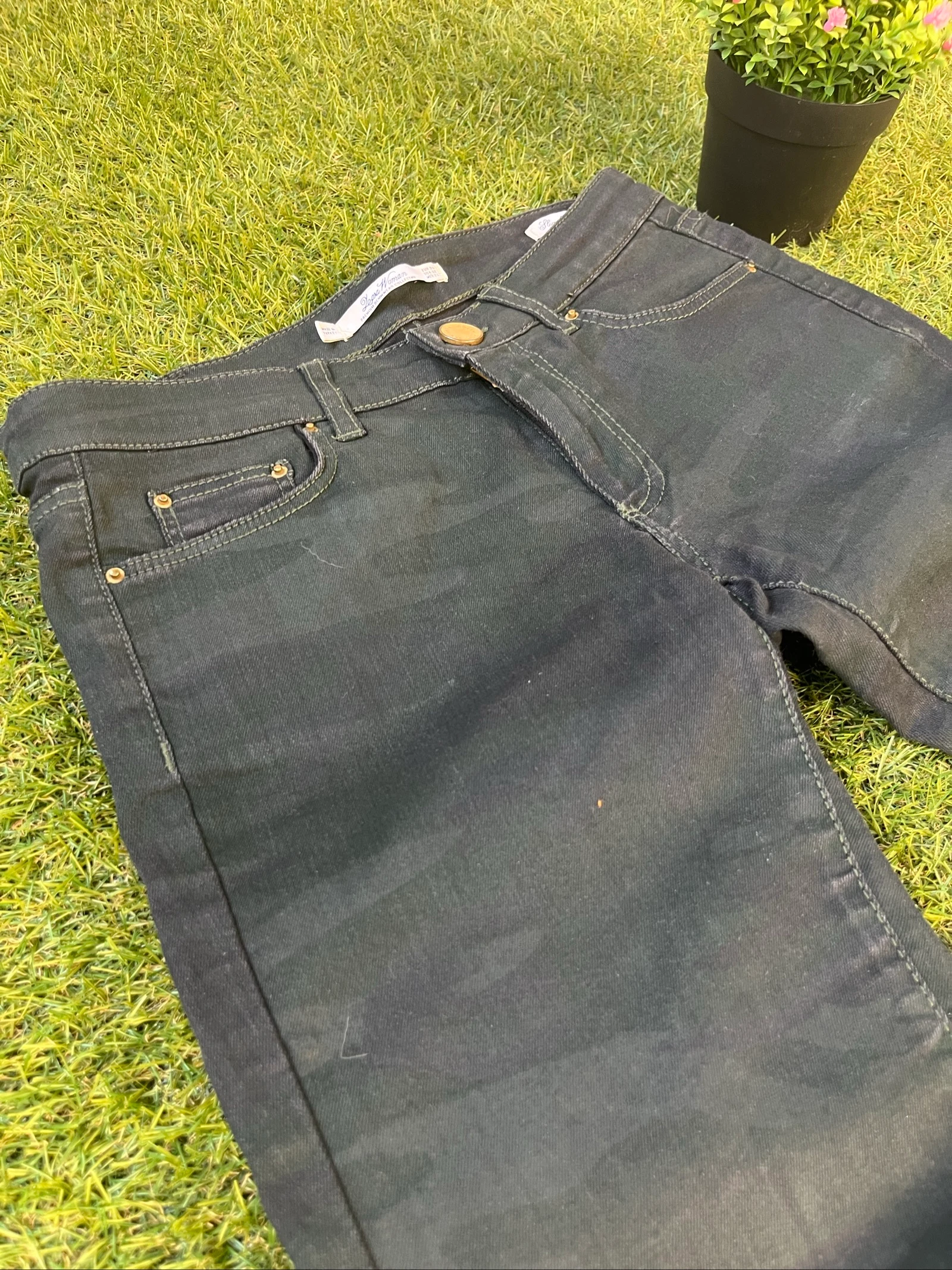 Zwarte Camouflage Skinny Broek | Maat S | Gouden Ritsjes – photo 3